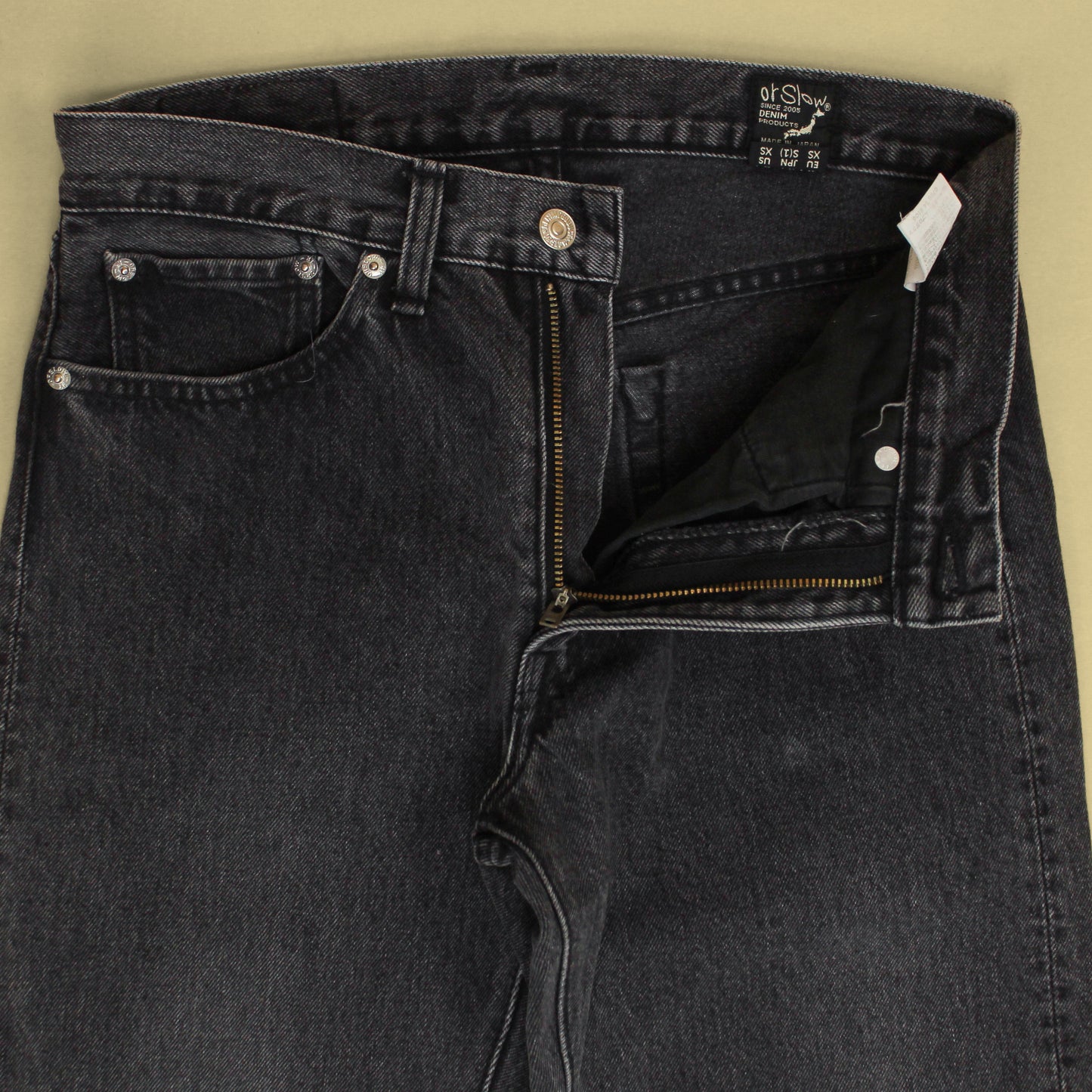 OrSlow Black Stonewash Denim 107 Ivy Fit Jeans