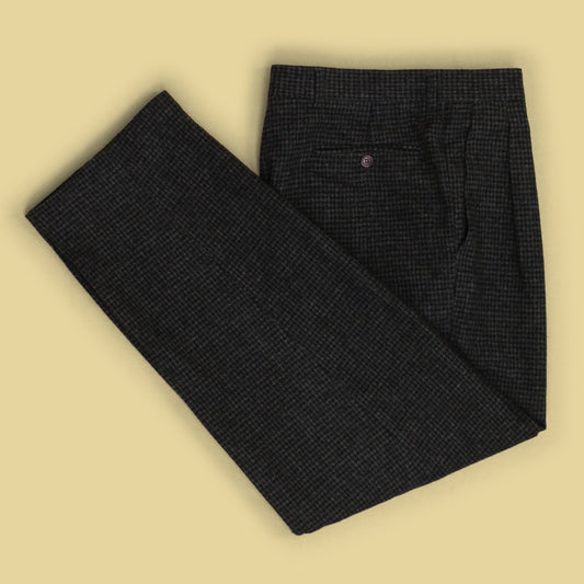 Valentino Houndstooth Check Wool Tweed Pleated Trousers