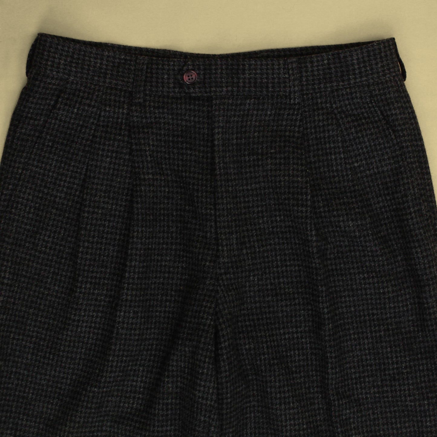 Valentino Houndstooth Check Wool Tweed Pleated Trousers