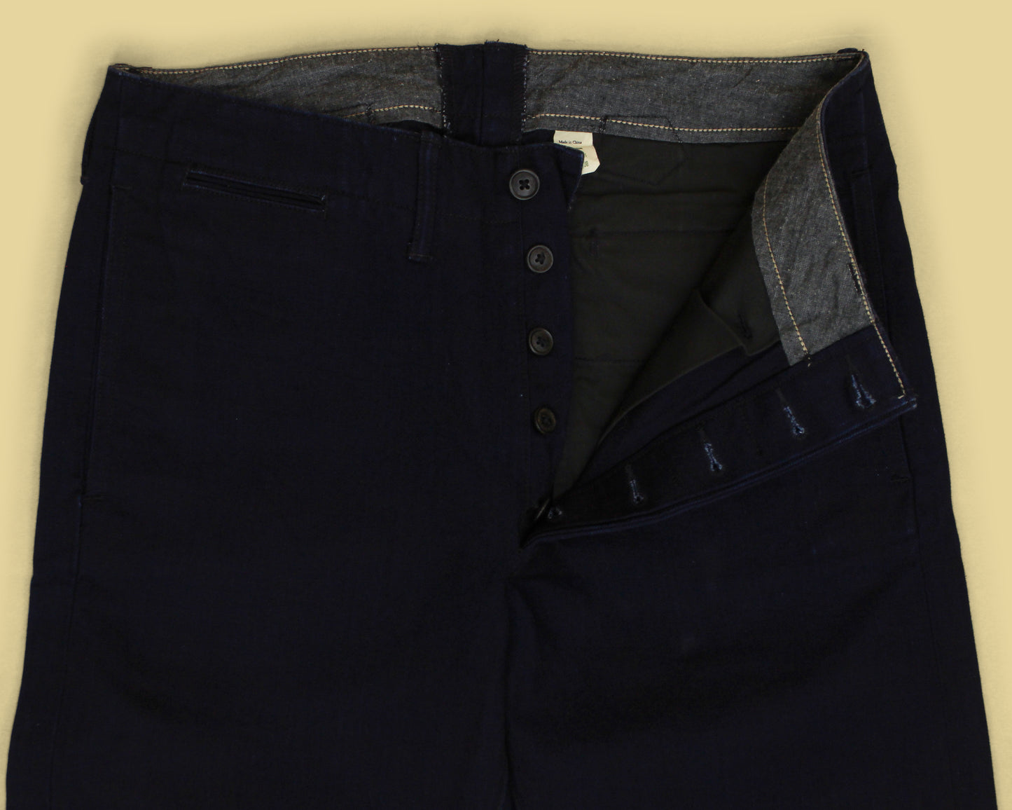 Double RL Indigo-Dyed Selvedge Cotton Twill Buckleback Chino Pants