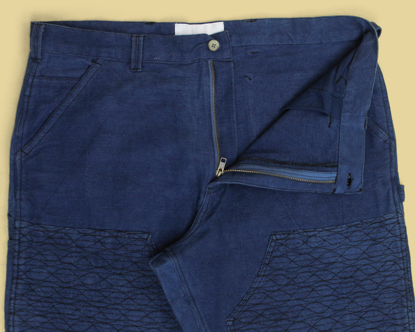 18 East Natural Indigo Khadi Cotton Studio Double Knee Pants