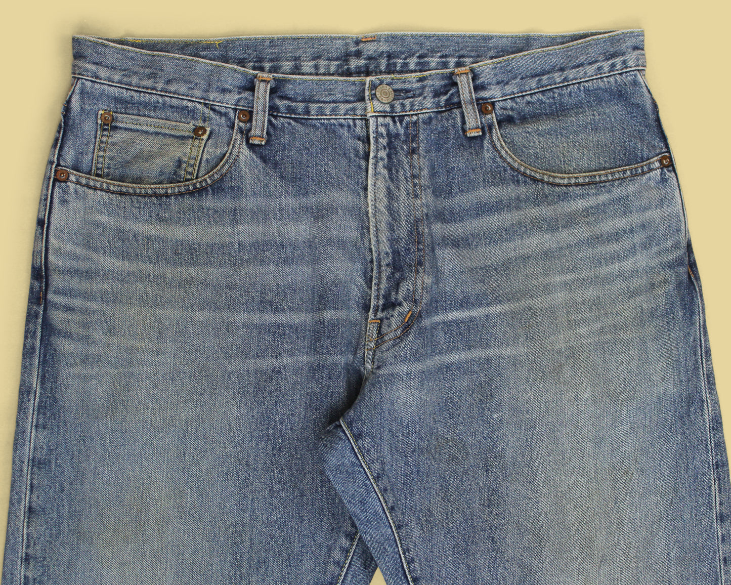 Double RL Faded Wash Ring Spun Denim Straight Leg Jeans