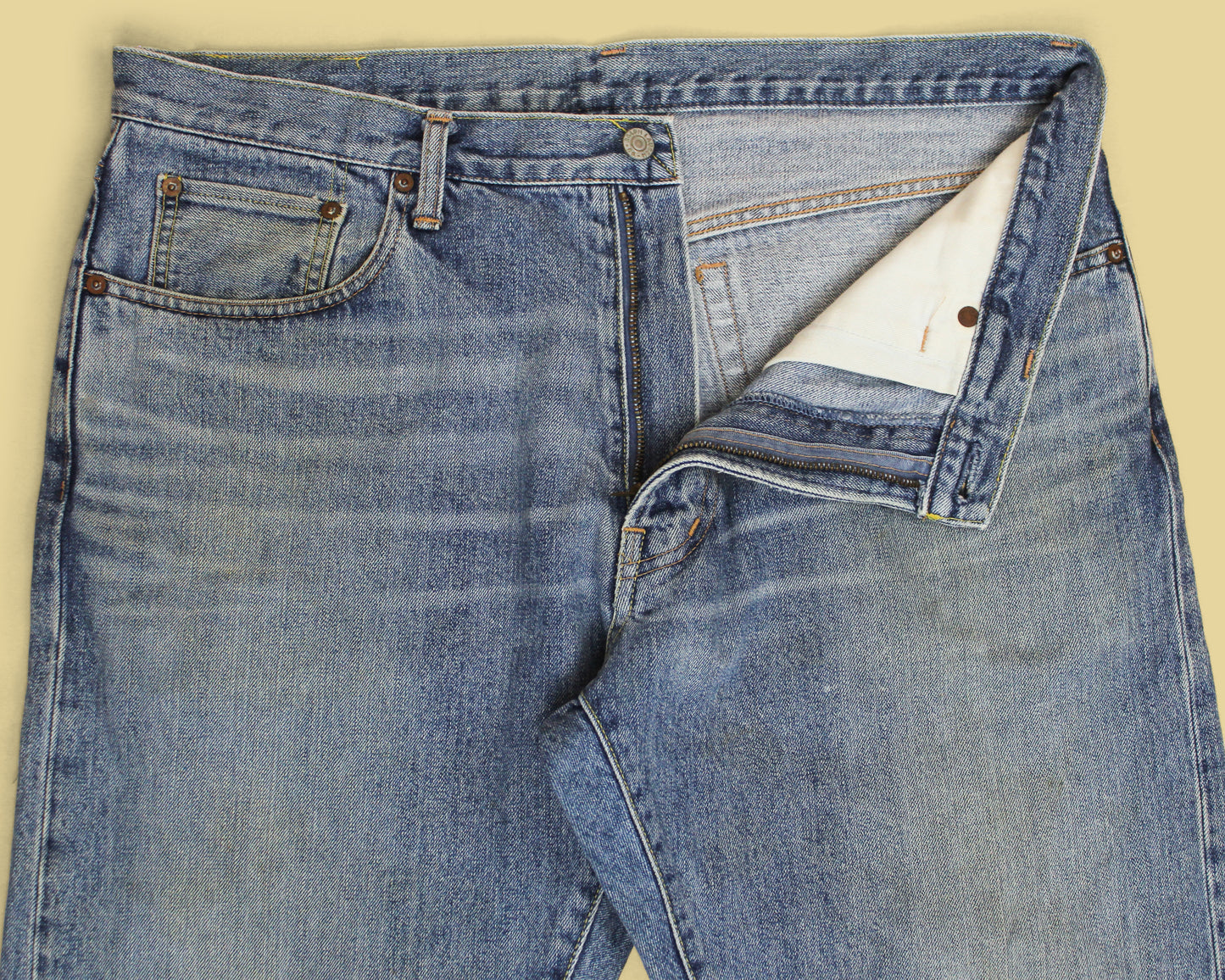 Double RL Faded Wash Ring Spun Denim Straight Leg Jeans