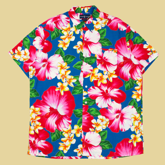 Vintage Polo Ralph Lauren Floral Print Viscose Short Sleeve Button-Down Shirt