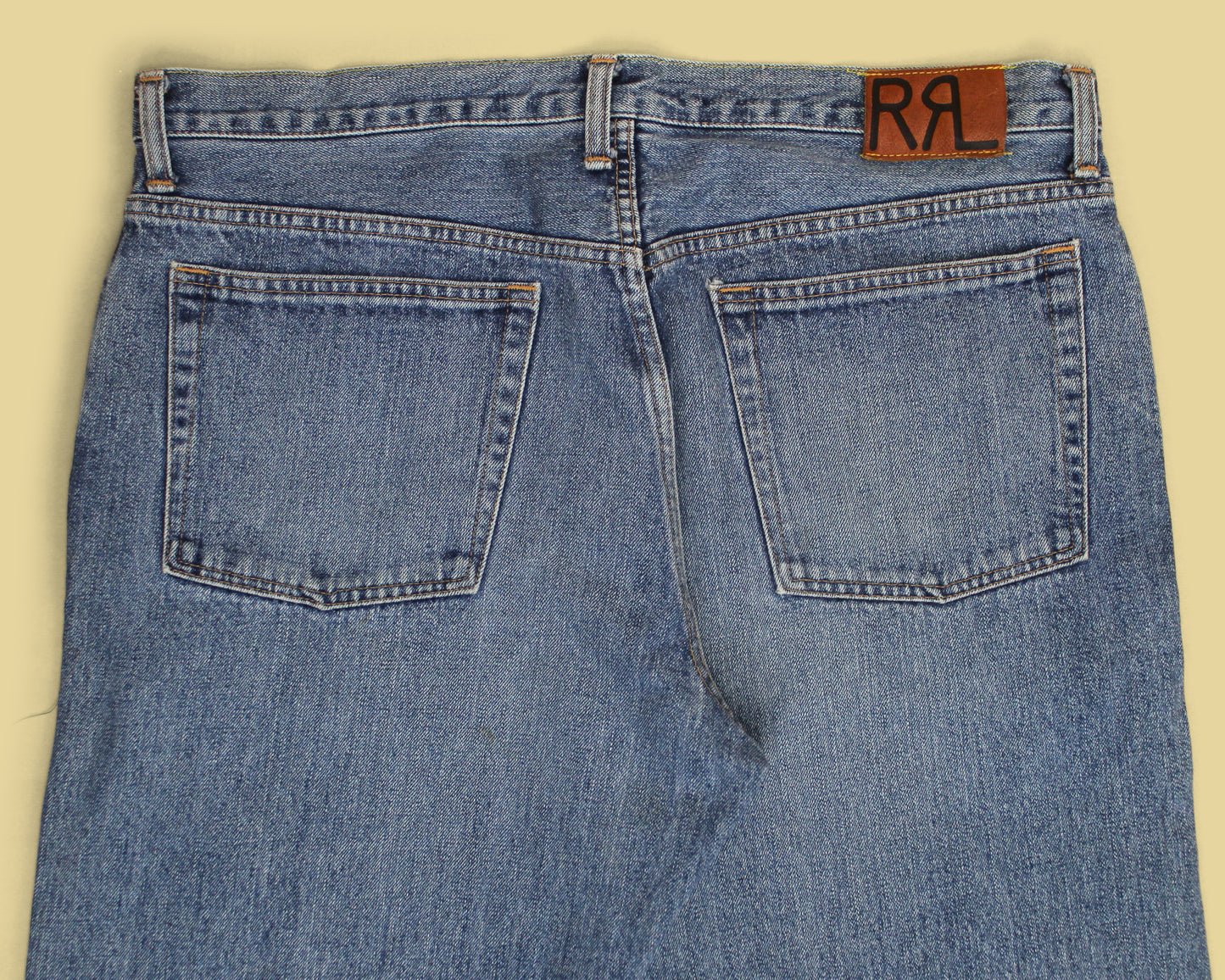 Double RL Faded Wash Ring Spun Denim Straight Leg Jeans