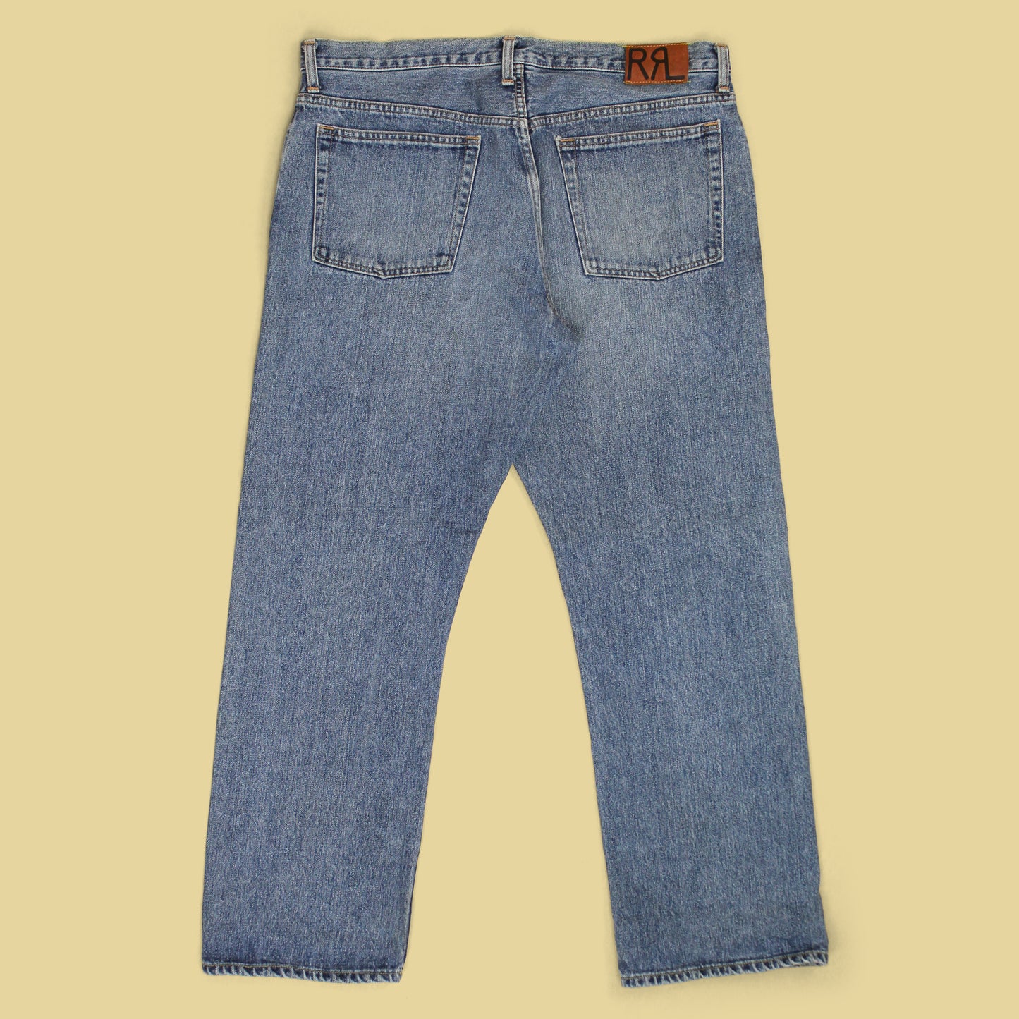 Double RL Faded Wash Ring Spun Denim Straight Leg Jeans