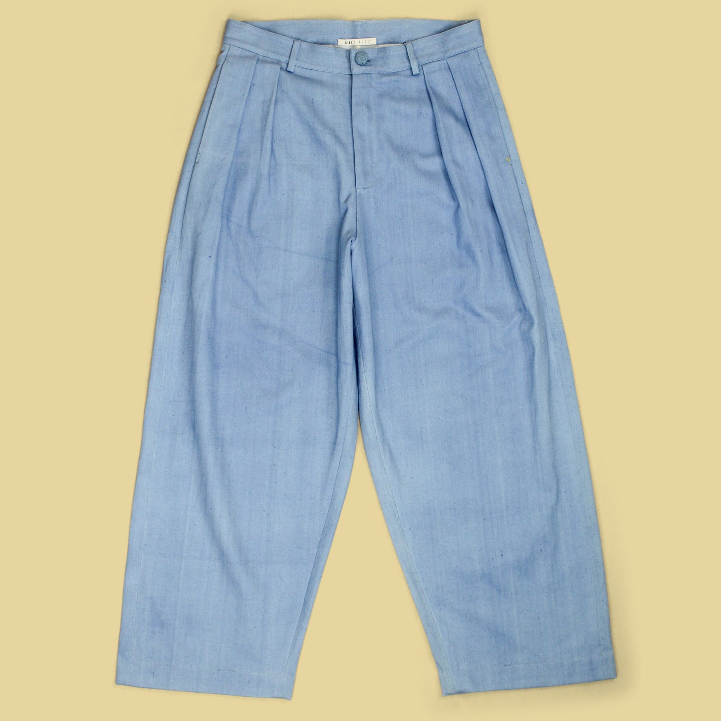 11.11 Sky Indigo-Dyed Cotton Wide Leg Pleated Pants