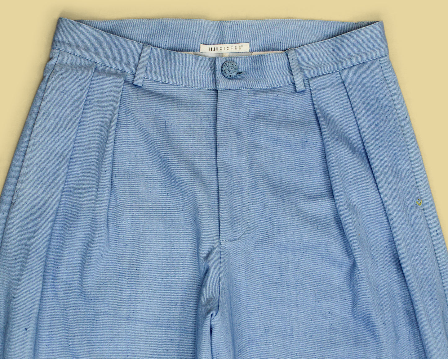 11.11 Sky Indigo-Dyed Cotton Wide Leg Pleated Pants
