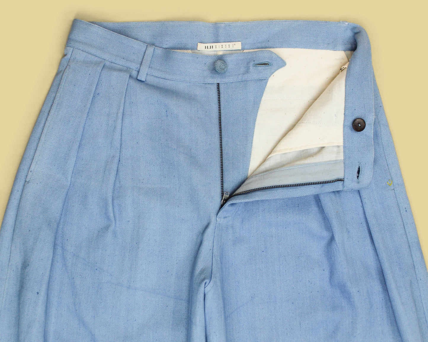 11.11 Sky Indigo-Dyed Cotton Wide Leg Pleated Pants