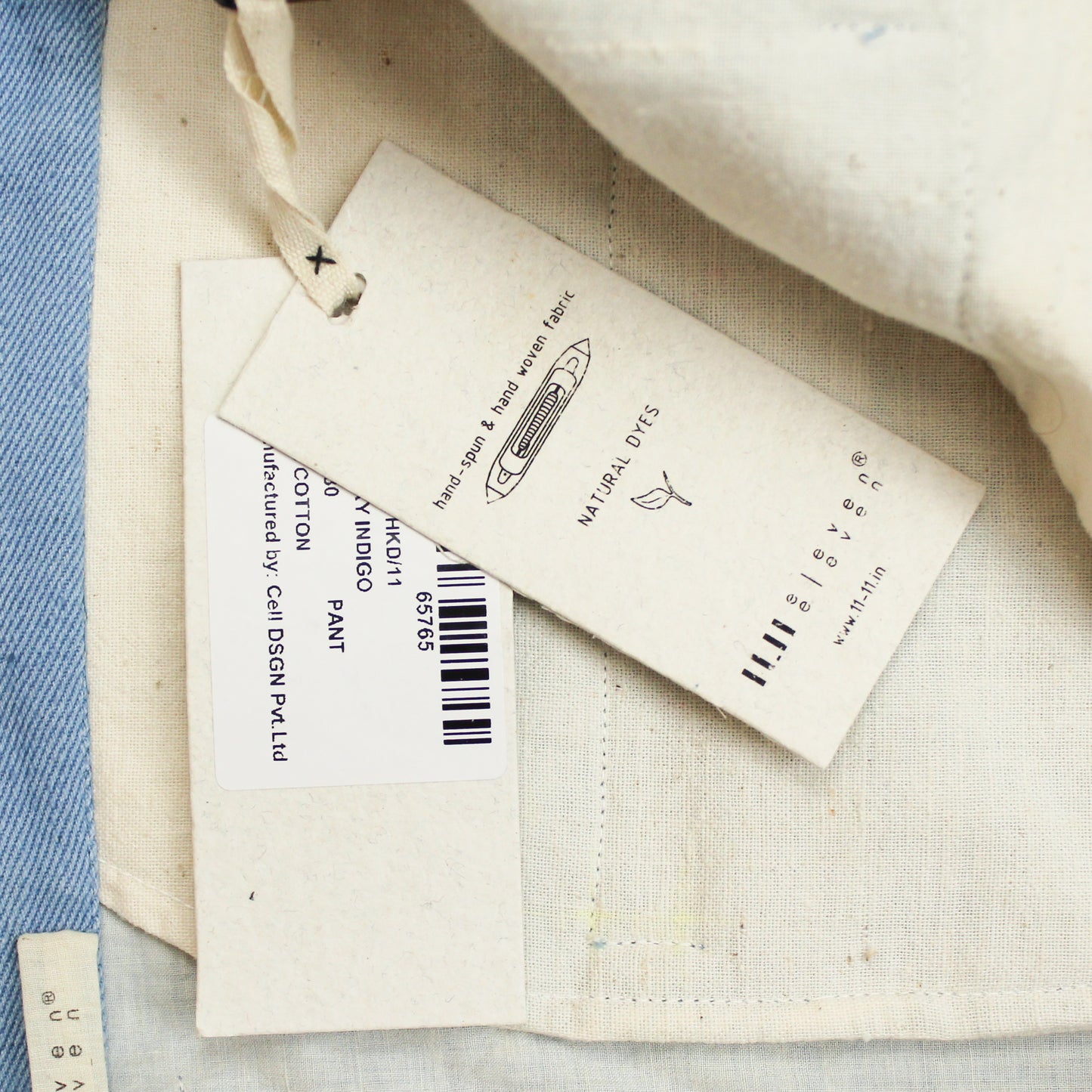 11.11 Sky Indigo-Dyed Cotton Wide Leg Pleated Pants