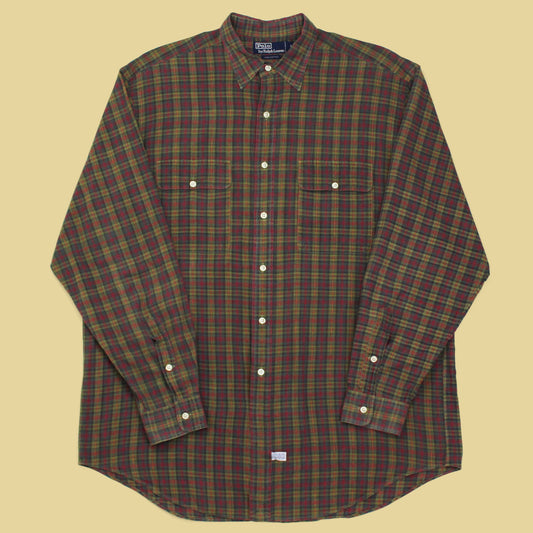 Vintage Polo Ralph Lauren Plaid Madras Long Sleeve Button-Up Sport Shirt