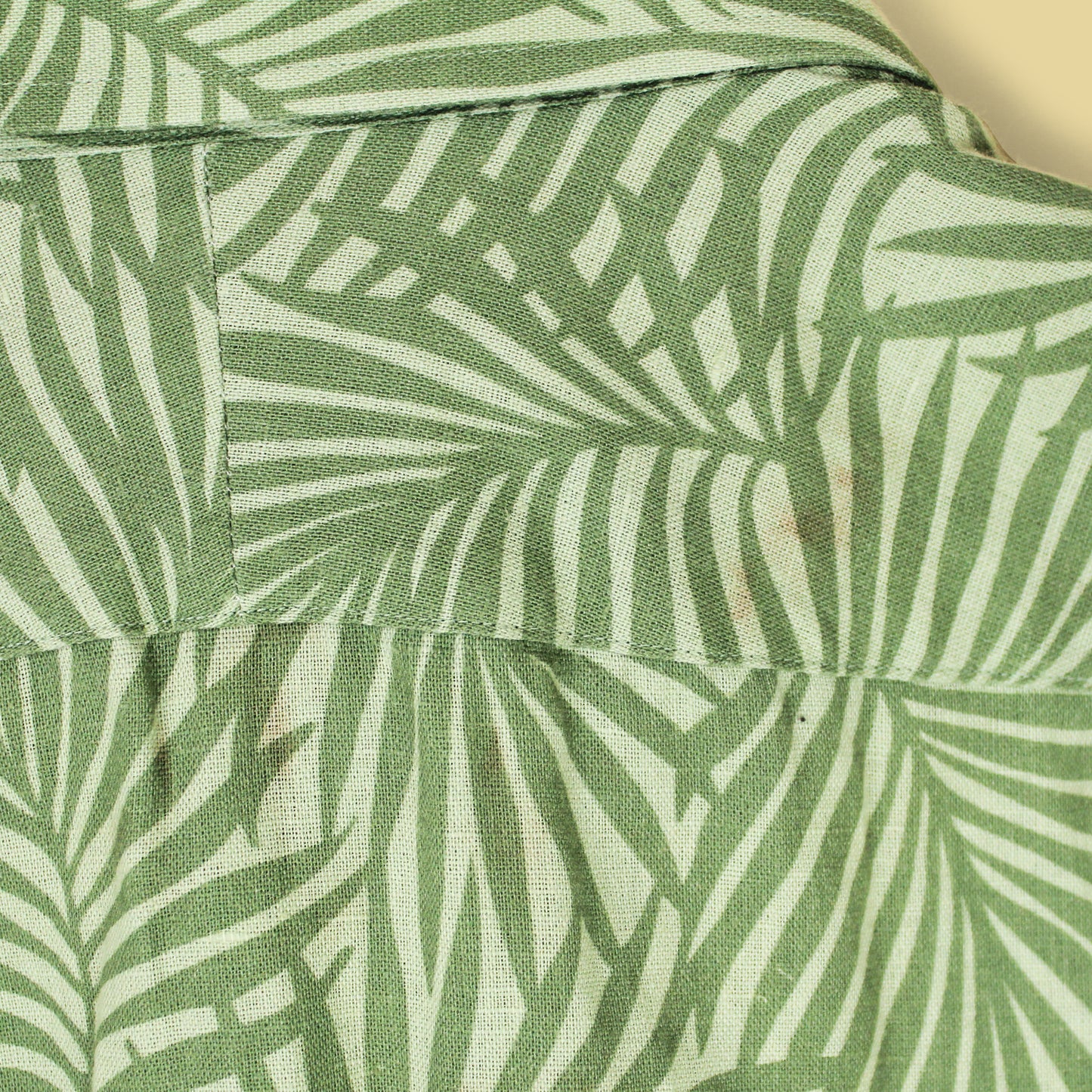 Proper Cloth Palm Print Cotton Linen Short Sleeve Button-Up Shirt