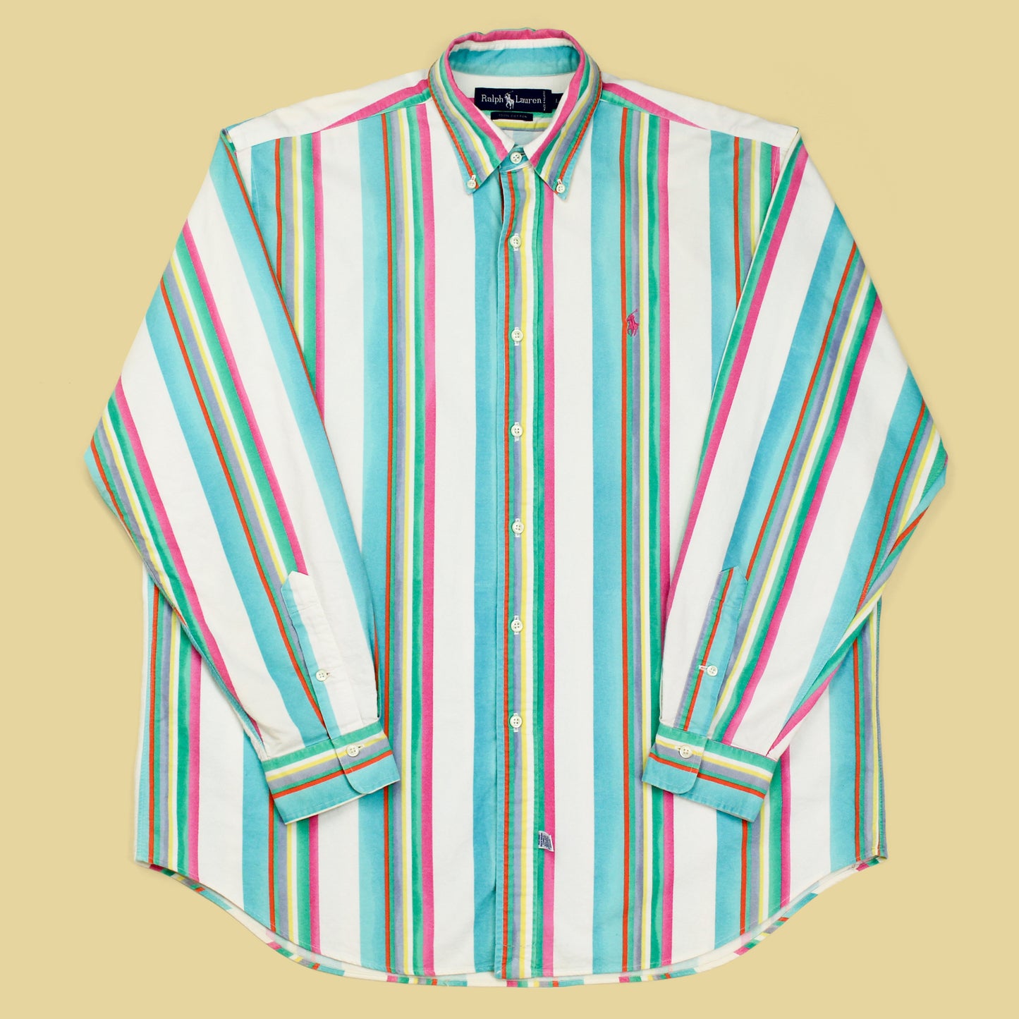 Vintage Polo Ralph Lauren Gradient Stripe Print Oxford Cotton Button-Down Shirt