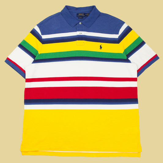 Polo Ralph Lauren Gradient Stripe Print Pique Knit Cotton Polo Shirt