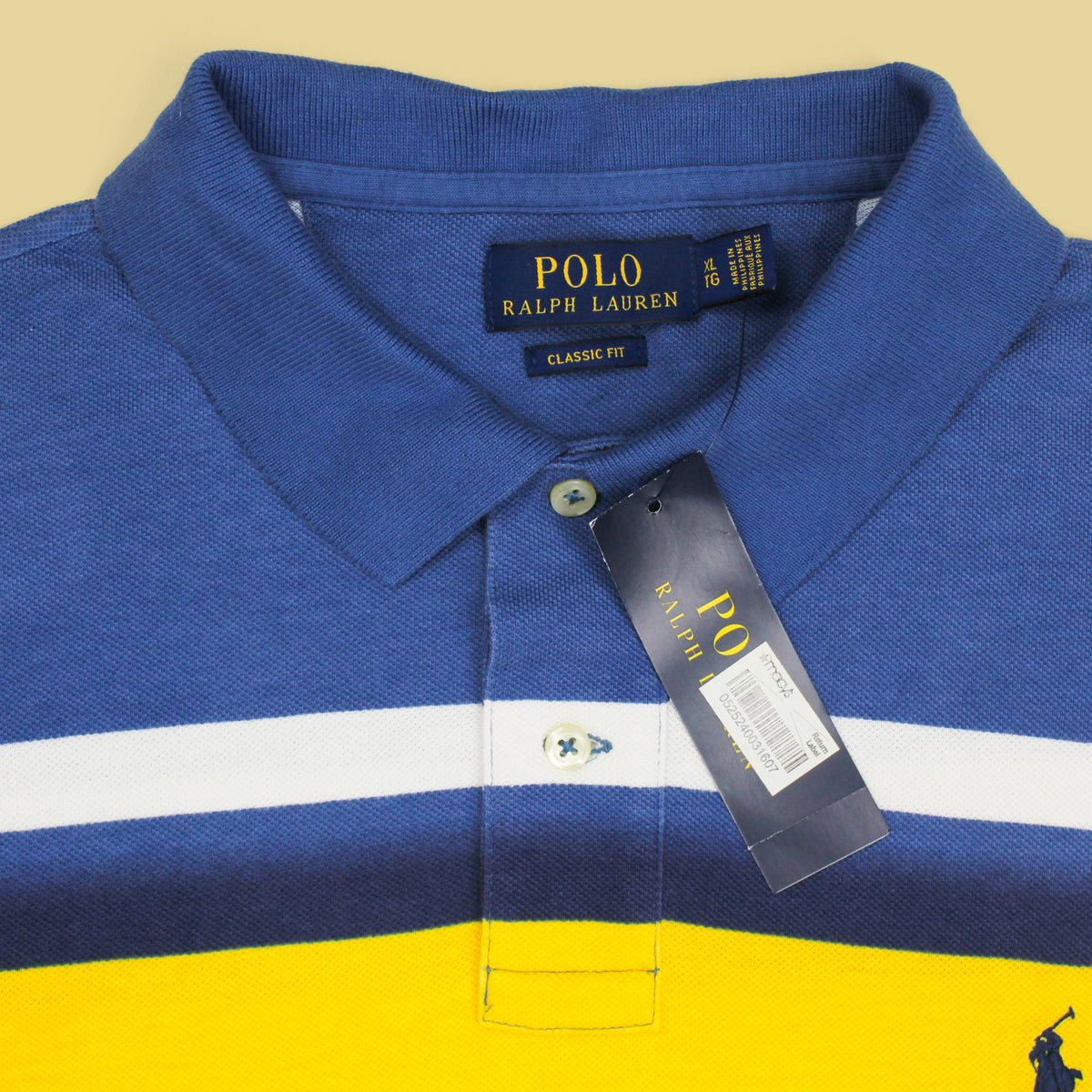 Polo Ralph Lauren Gradient Stripe Print Pique Knit Cotton Polo Shirt