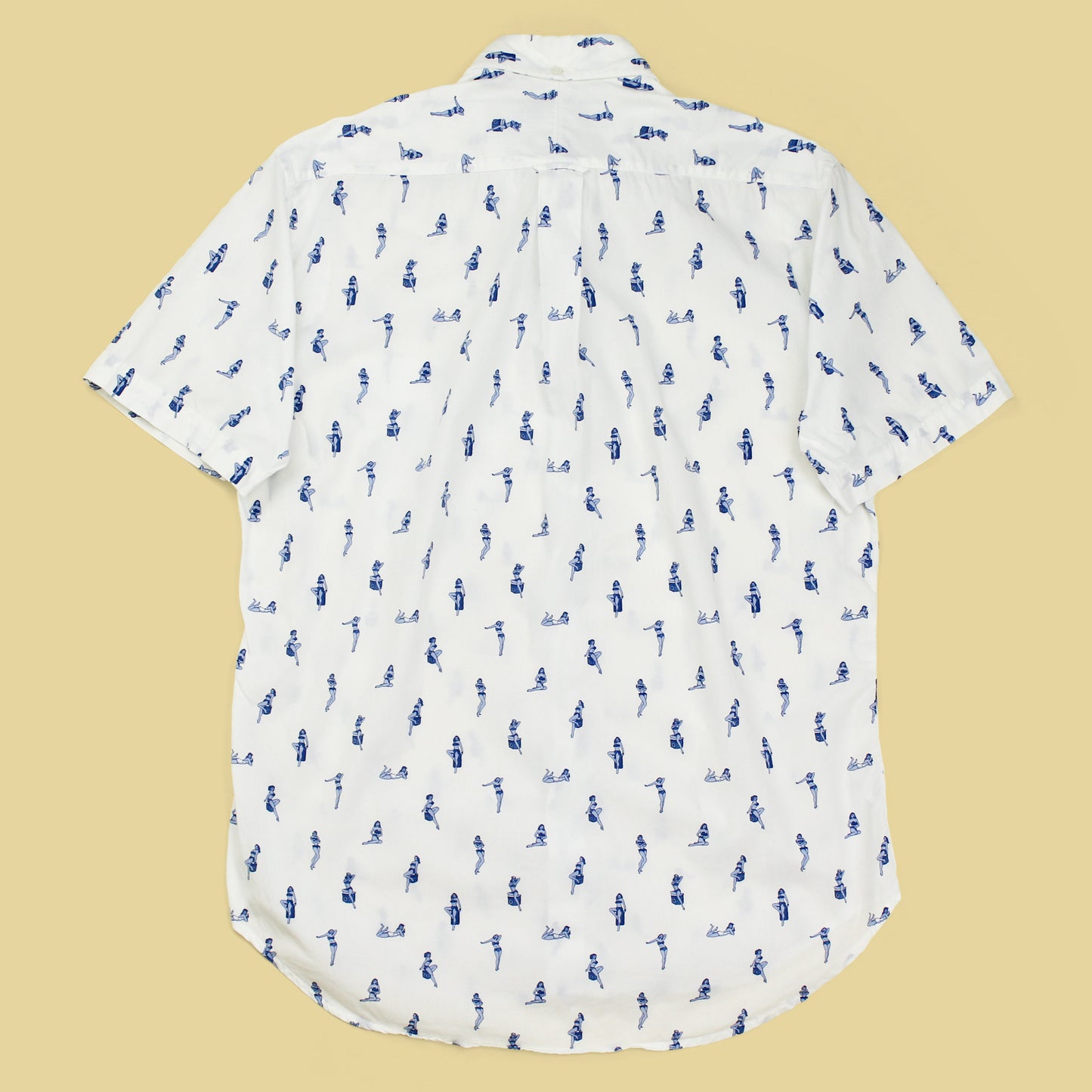 Gitman Vintage Pinup Girl Print Cotton Short Sleeve Button-Down Club Collar Shirt