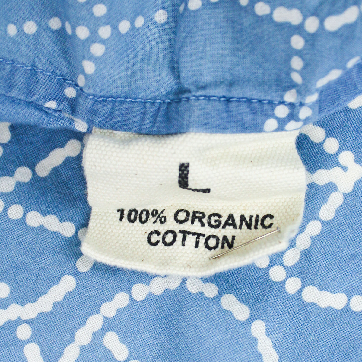 Story mfg. Peace Sign Indigo-Resist Dye Cotton Voile Short Sleeve Shore Shirt