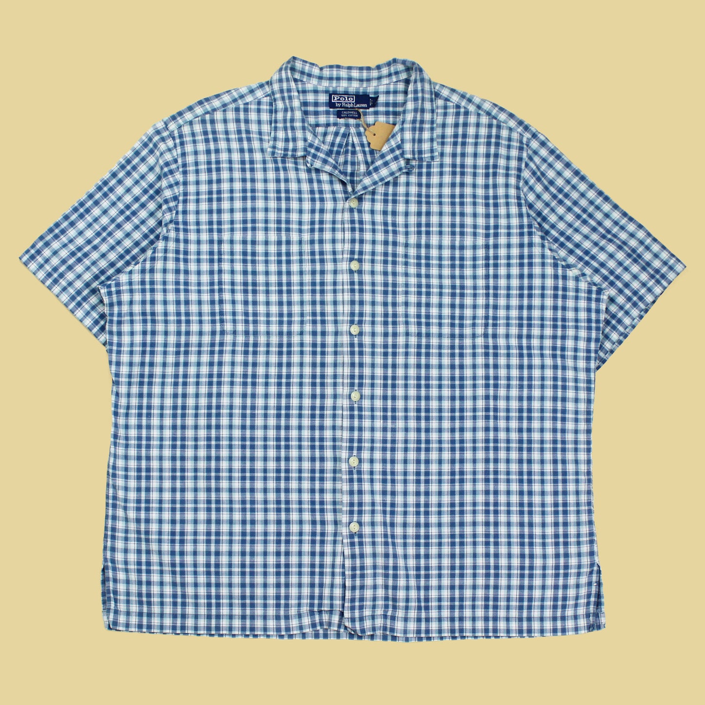 Vintage Polo Ralph Lauren Plaid Cotton Short Sleeve Loop Collar Caldwell Shirt