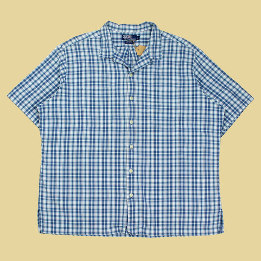 Vintage Polo Ralph Lauren Plaid Cotton Short Sleeve Loop Collar Caldwell Shirt
