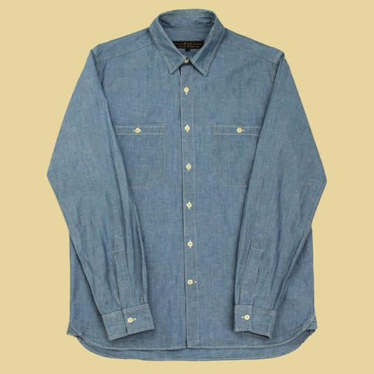 Freemans Sporting Club Chambray Cotton Long Button-Up Work Shirt