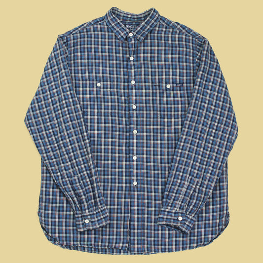 Polo Ralph Lauren Plaid Cotton Linen Button-Up Work Shirt