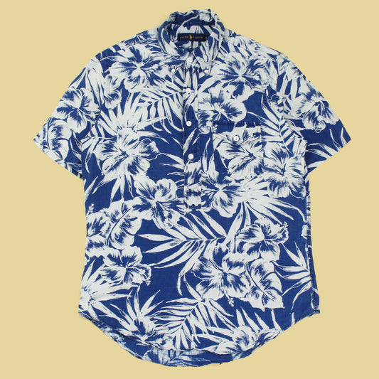 Ralph Lauren Floral Print Linen Short Sleeve Button-Down Popover Shirt