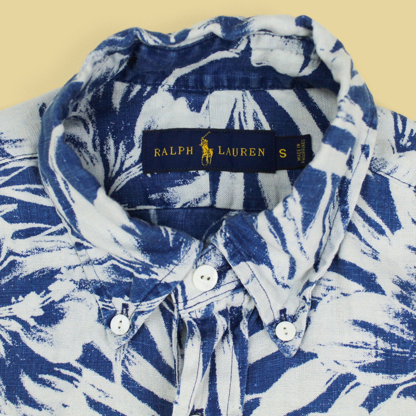 Ralph Lauren Floral Print Linen Short Sleeve Button-Down Popover Shirt