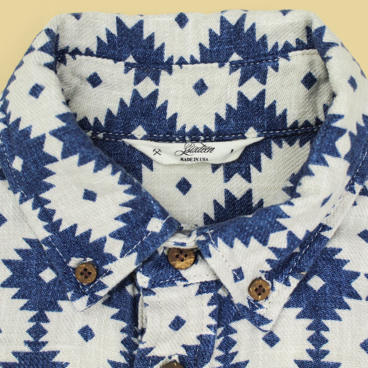 3Sixteen Geometric Print Cotton Short Sleeve Button-Down Popover Shirt