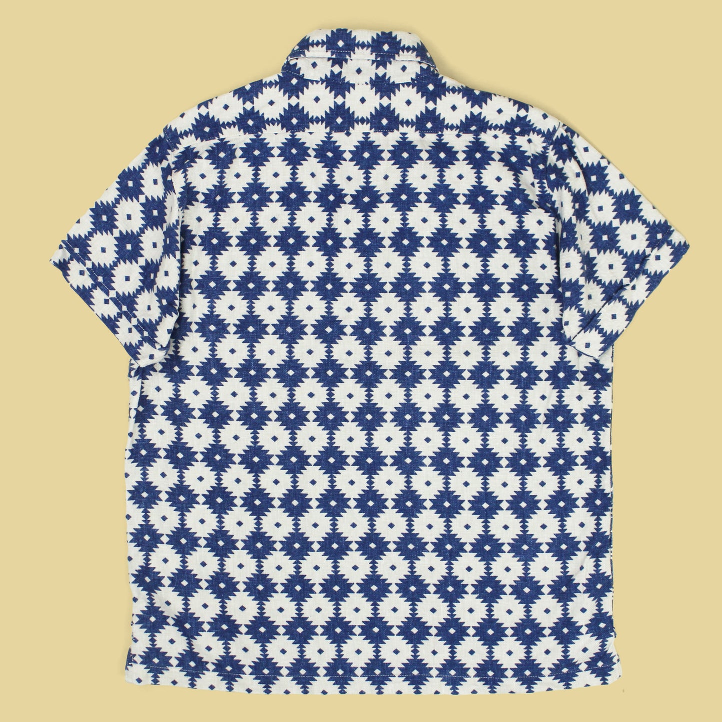 3Sixteen Geometric Print Cotton Short Sleeve Button-Down Popover Shirt