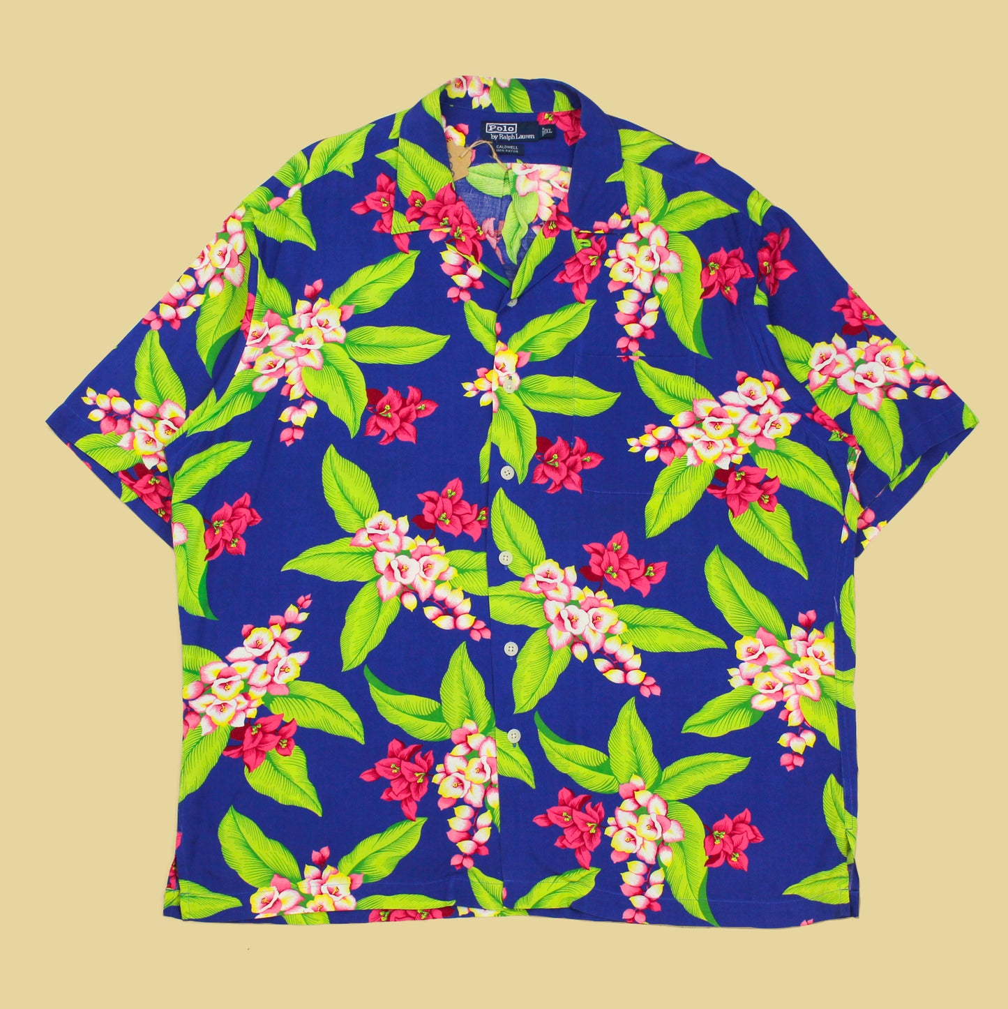 Vintage Polo Ralph Lauren Floral Print Rayon Short Sleeve Camp Collar Caldwell Shirt