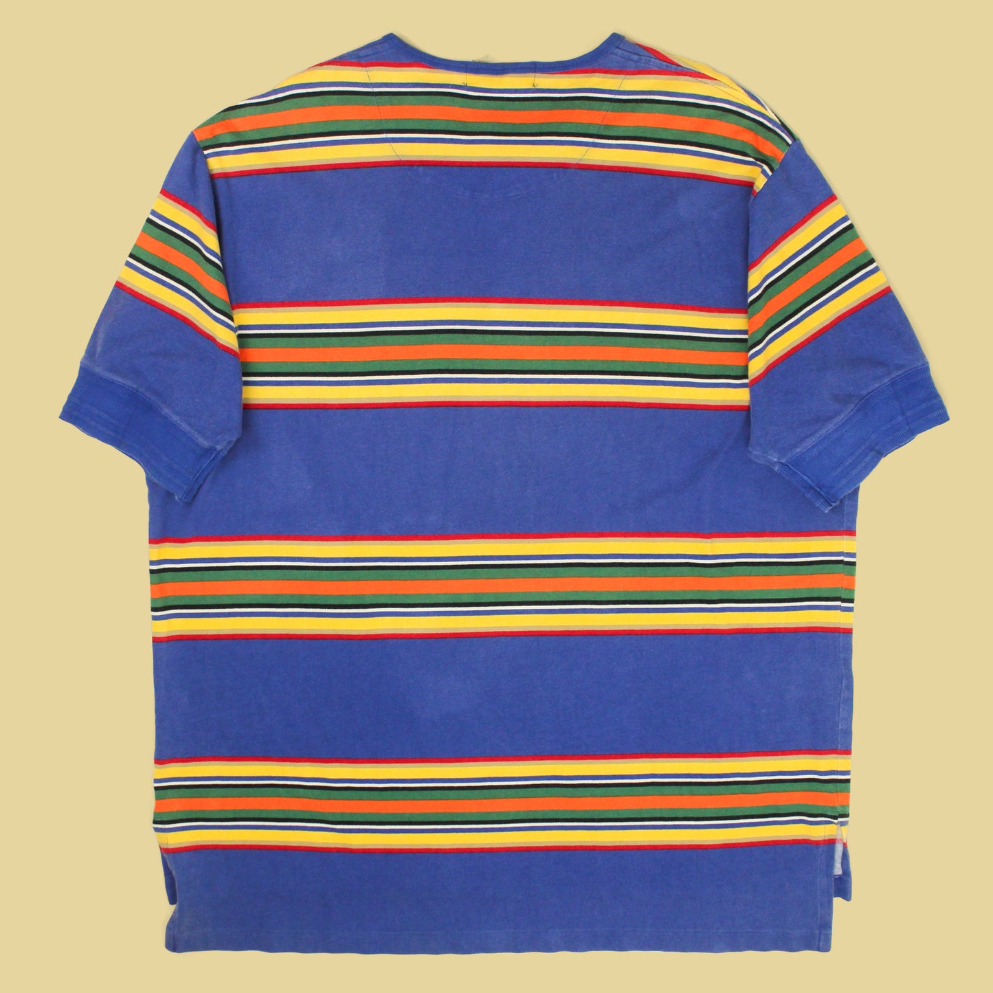 Vintage Polo Ralph Lauren Striped Pique Knit Cotton Short Sleeve Henley Shirt