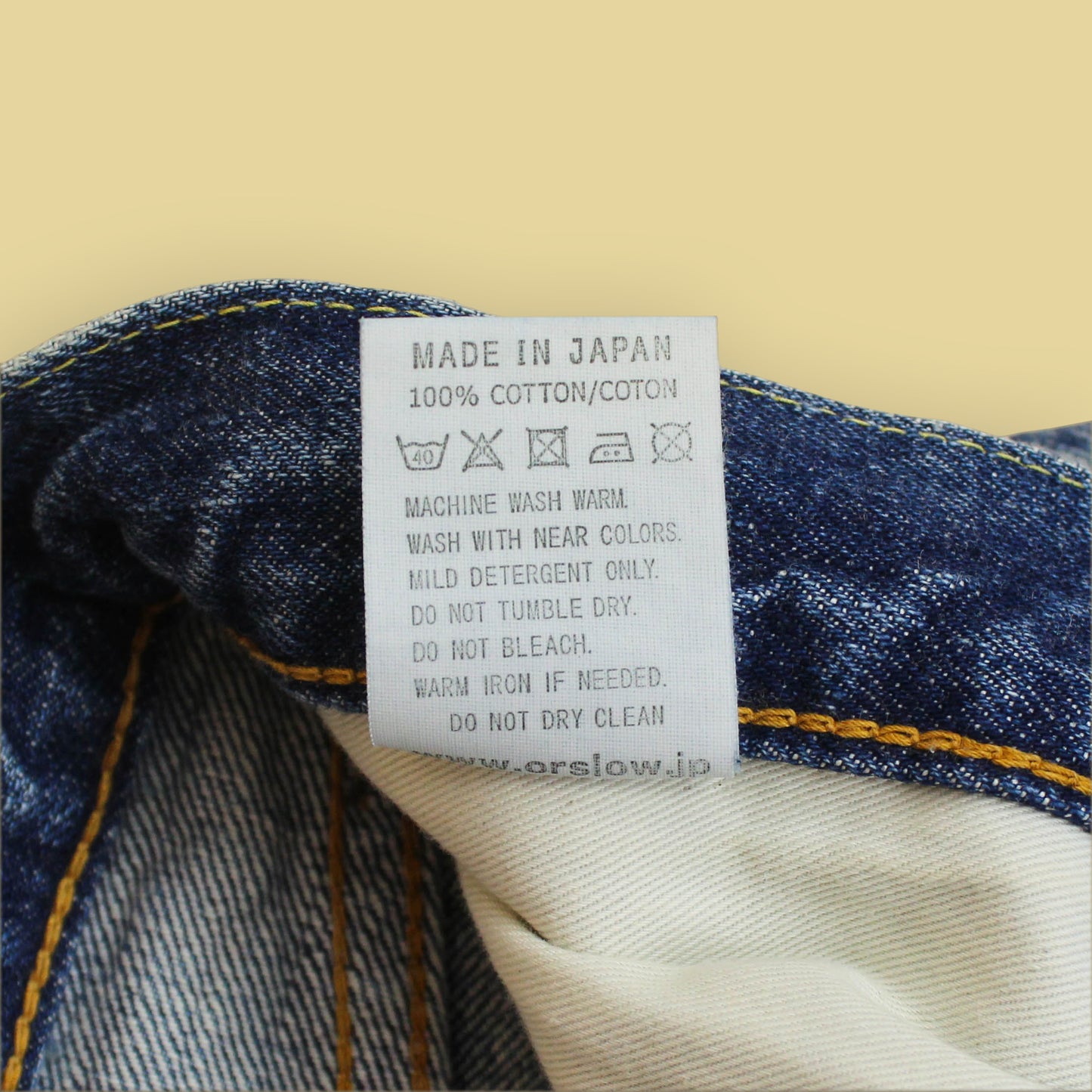 OrSlow x Canoe Club Damaged/Repaired Wash Selvedge Denim 107 Ivy Fit Jeans