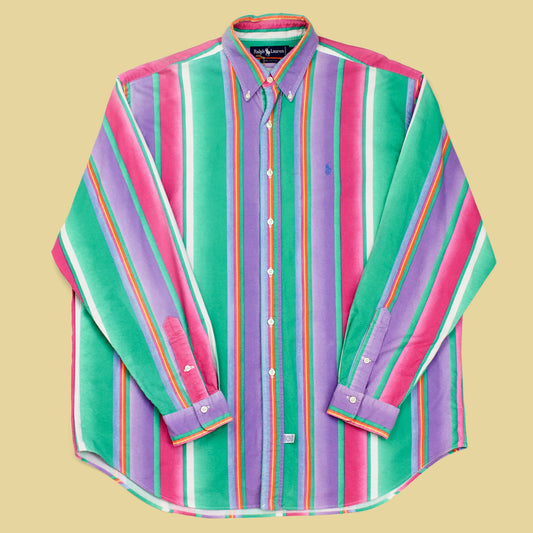 Vintage Polo Ralph Lauren Gradient Stripe Print Oxford Cotton Button-Down Shirt