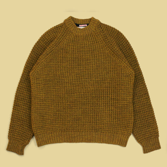 Oi Polloi Waffle Knit Wool Crew Neck Sweater