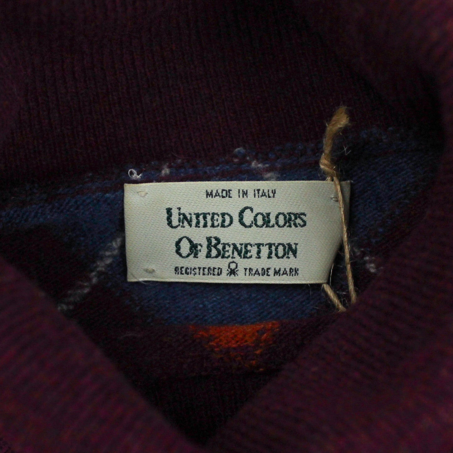 United Colors of Benetton Argyle Merino Wool Turtleneck Sweater