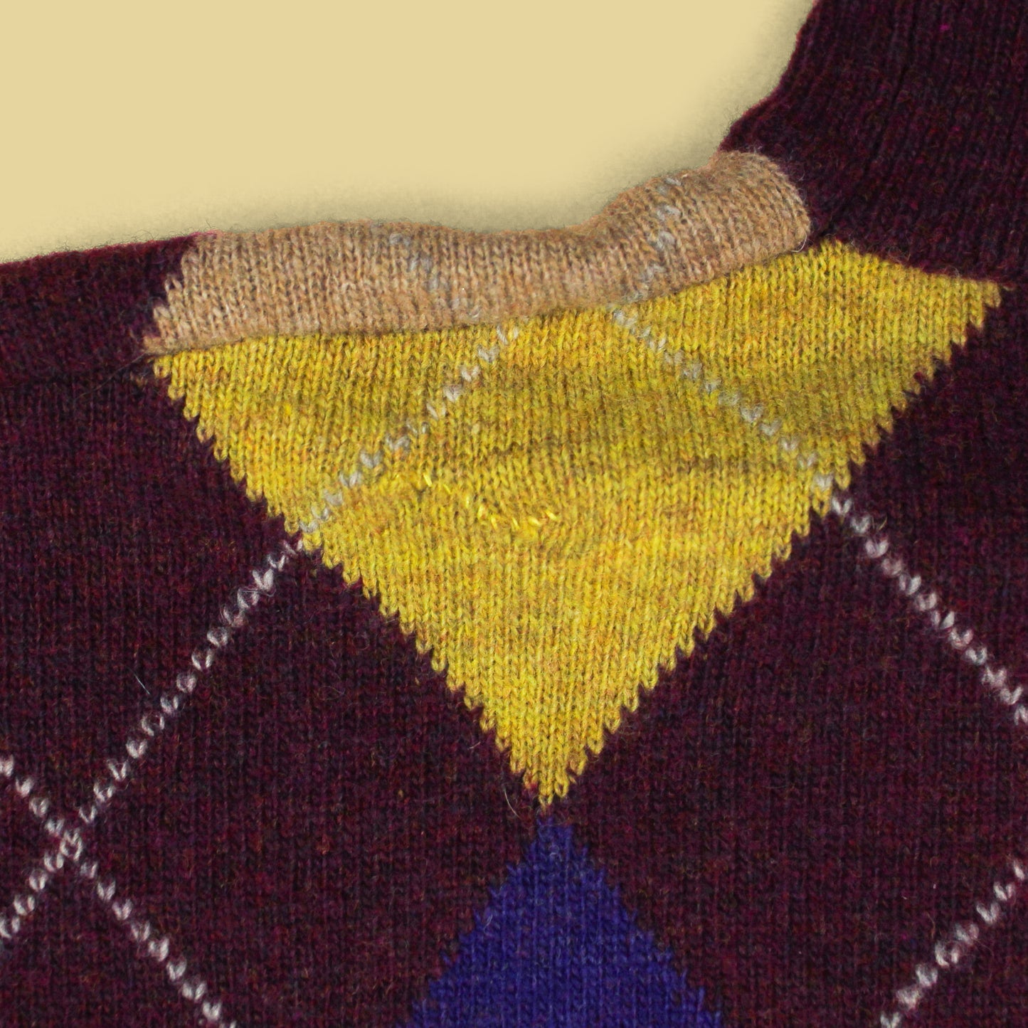 United Colors of Benetton Argyle Merino Wool Turtleneck Sweater
