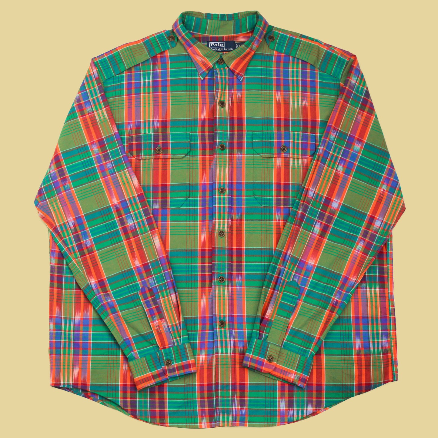 Polo Ralph Lauren Ikat Plaid Cotton Button-Up Safari Shirt