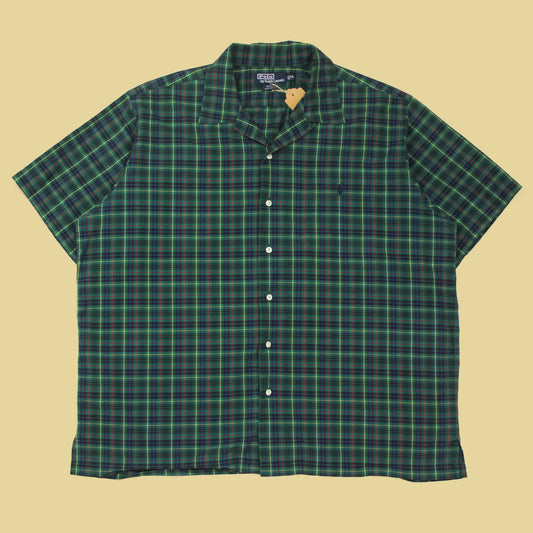 Vintage Polo Ralph Lauren Plaid Cotton Short Sleeve Camp Collar Adams Shirt