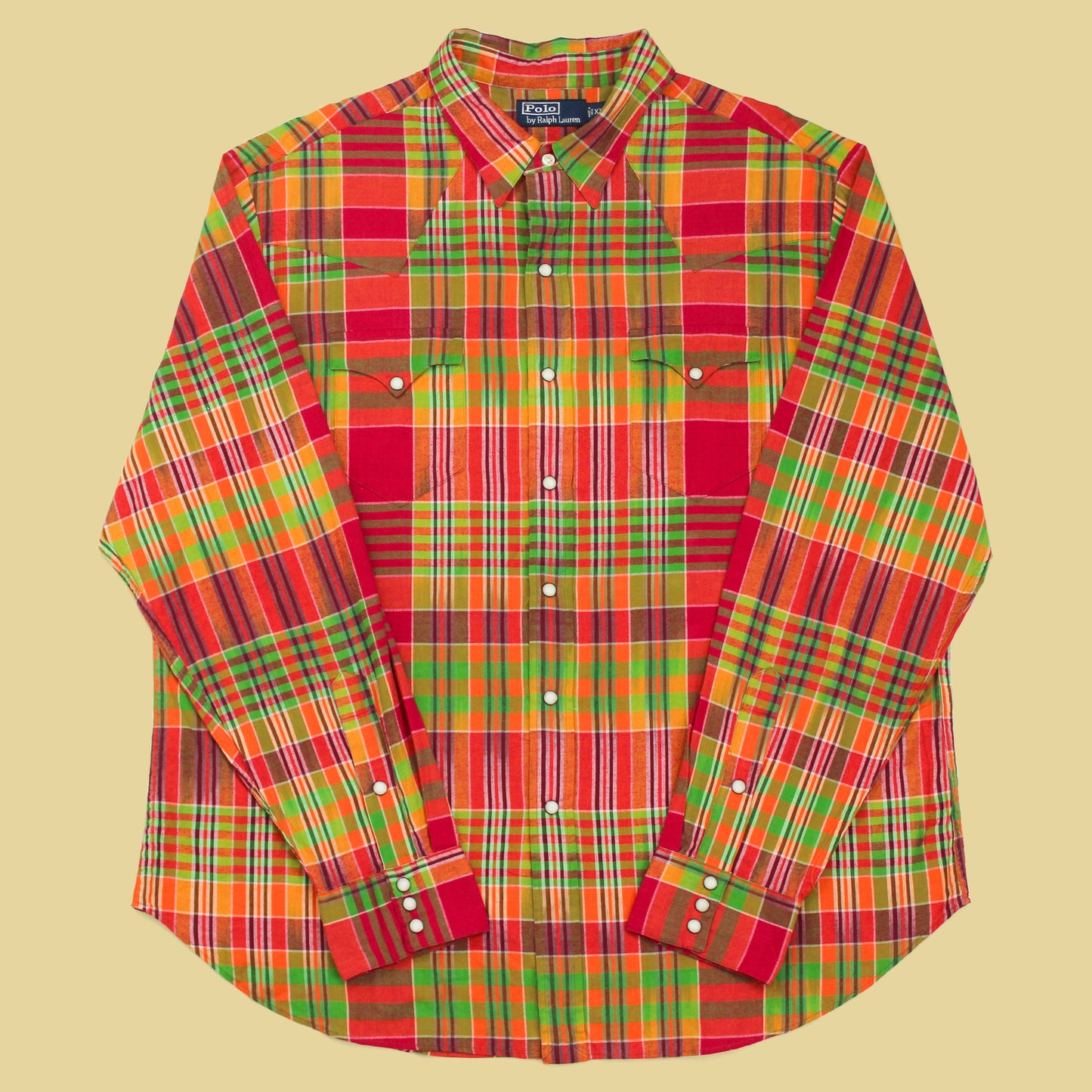 Polo Ralph Lauren Ikat Madras Pearl Snap Western Shirt