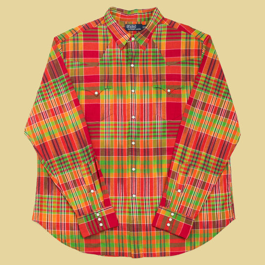 Polo Ralph Lauren Ikat Madras Pearl Snap Western Shirt