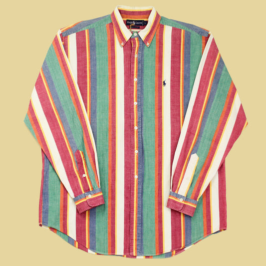 Vintage Polo Ralph Lauren Variegated Stripe Madras Button-Down Shirt
