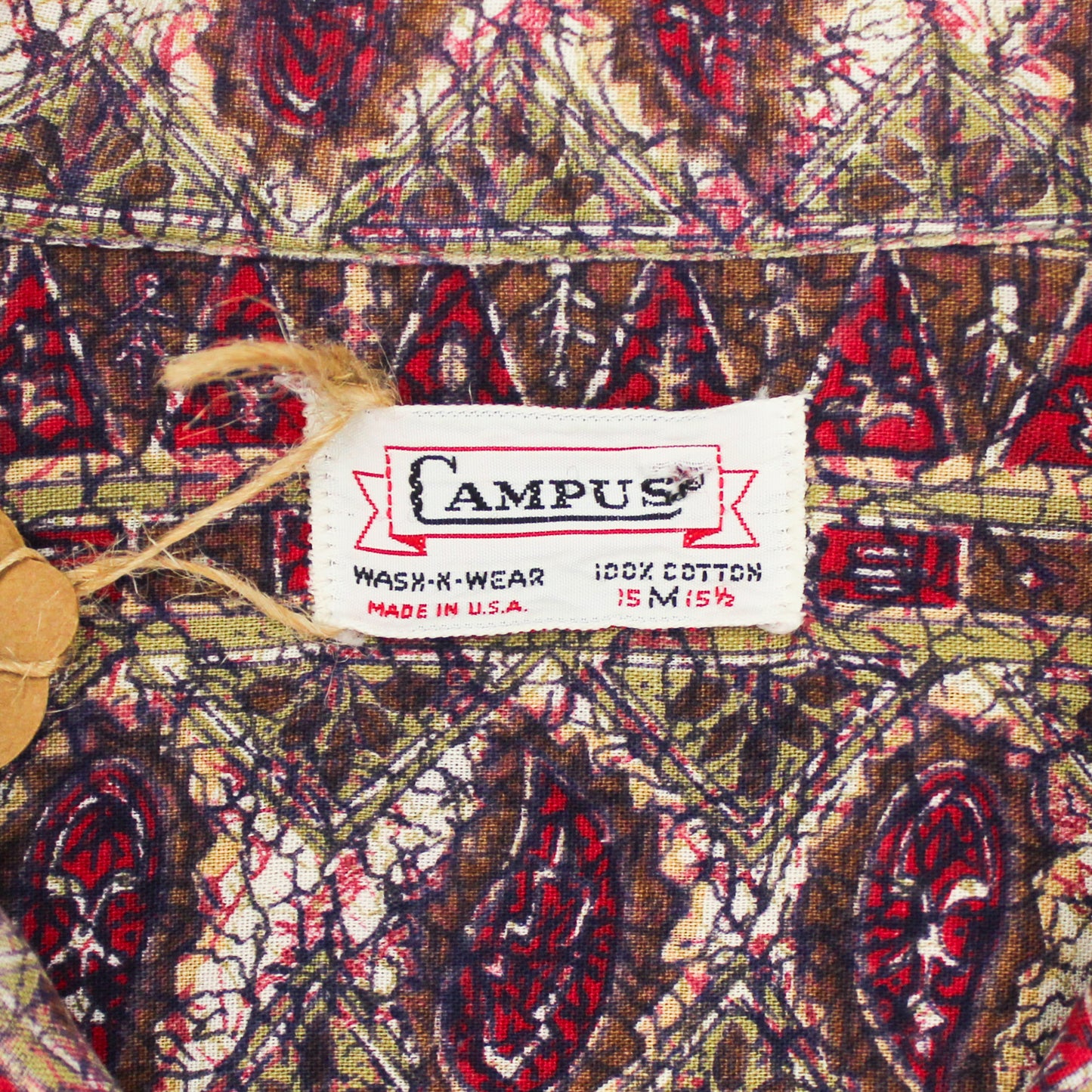 Vintage Campus Paisley Batik Cotton Short Sleeve Camp Collar Shirt