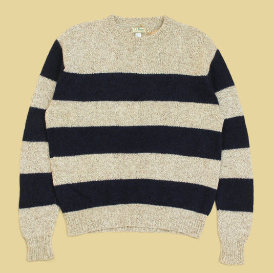 L.L. Bean Striped Ragg Wool Crew Neck Sweater