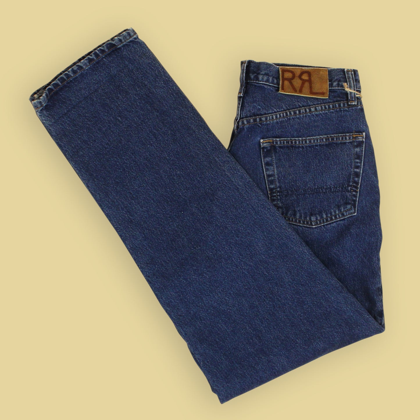 Double RL Dark Stonewash Denim Loose Taper Jeans