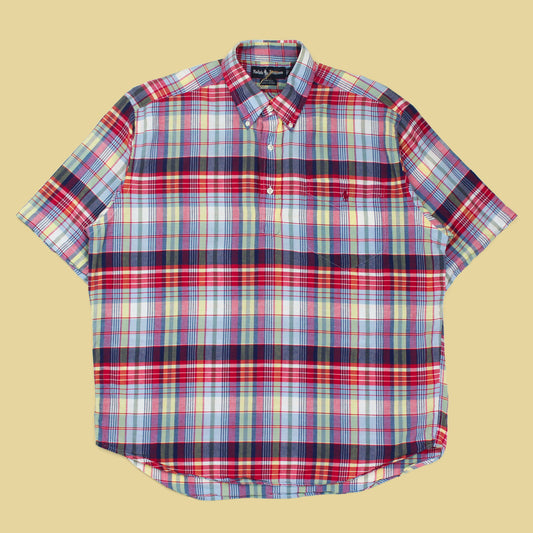 Vintage Ralph Lauren Plaid Madras Short Sleeve Button-Down Popover Purcell Shirt