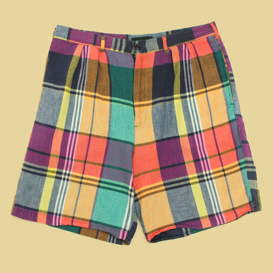 Vintage J. Crew Plaid Madras Pleated Shorts
