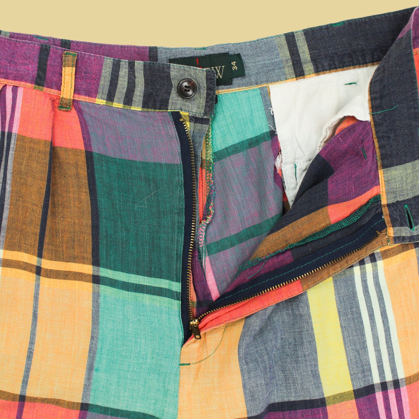 Vintage J. Crew Plaid Madras Pleated Shorts