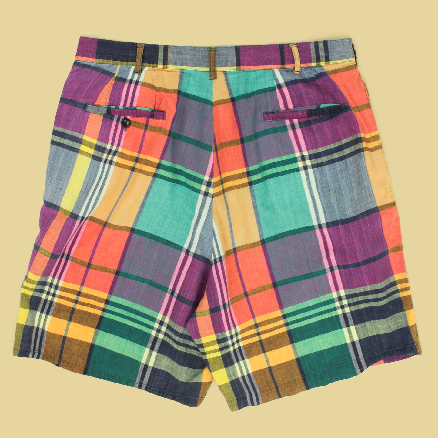 Vintage J. Crew Plaid Madras Pleated Shorts
