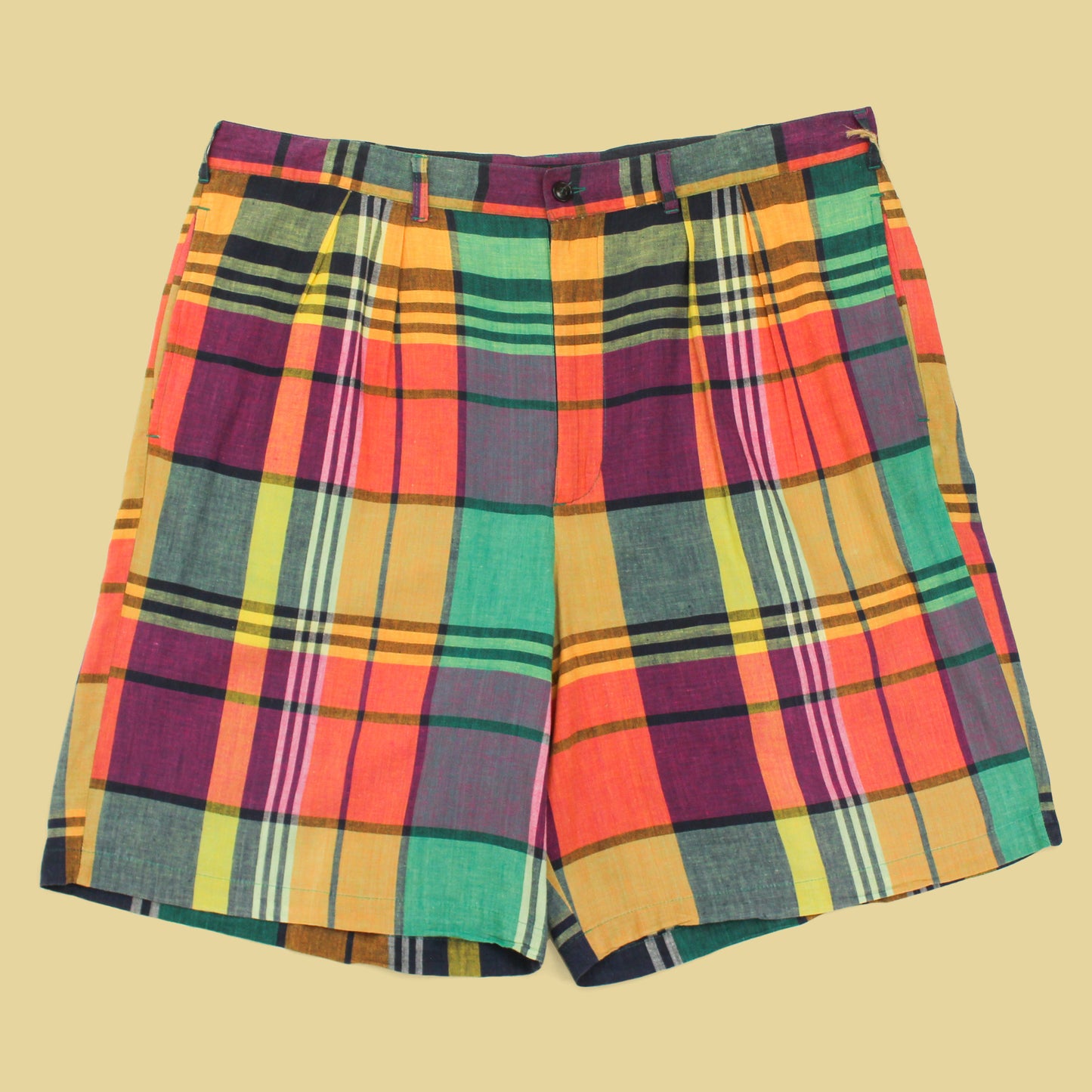 Vintage J. Crew Plaid Madras Pleated Shorts