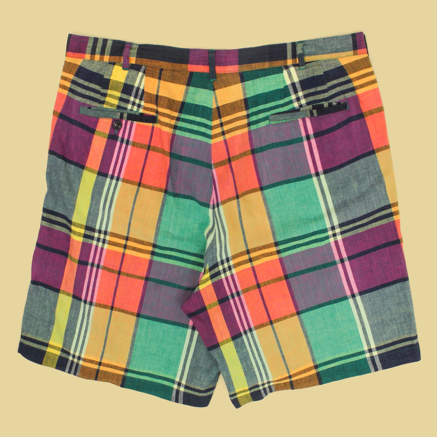 Vintage J. Crew Plaid Madras Pleated Shorts